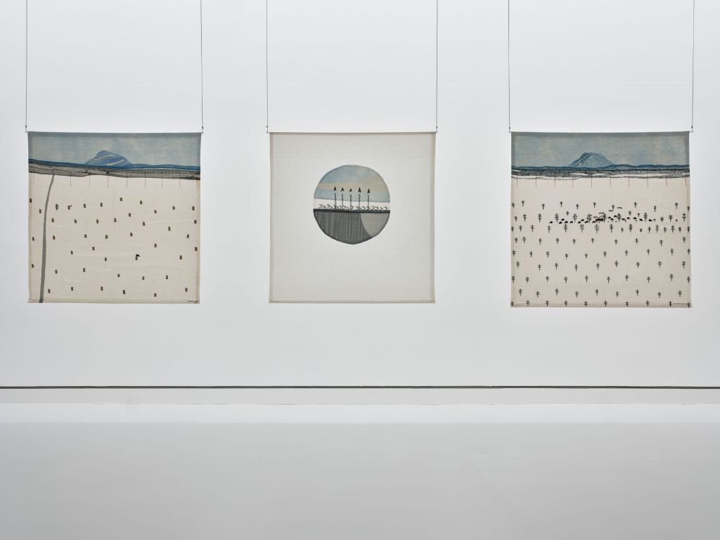Britta Marakatt-Labba stitched textile works on show at Kunsthalle Mainz