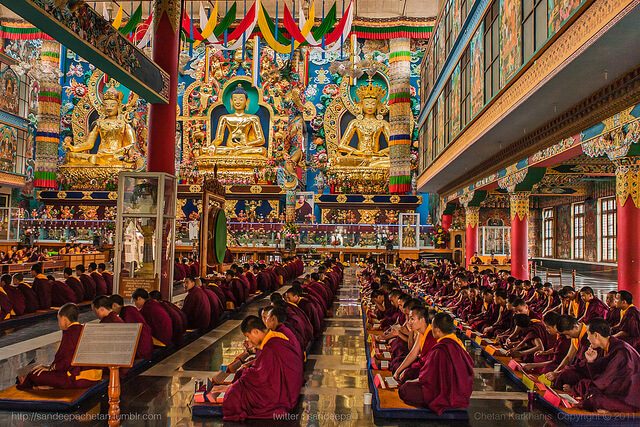 Diversity in India: buddhist temple in Karnatake